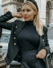 ZARA WOMEN DOUBLE BREASTED TEXTURED  JACKET BLAZER COLLARLESS GOLD BUTTON BNWT M