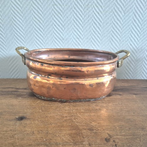 Antique copper plant tray - plant,
