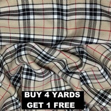 Premium Tartan Woven Plaid check Poly-Viscose Dress-Making Fabric Polyviscose