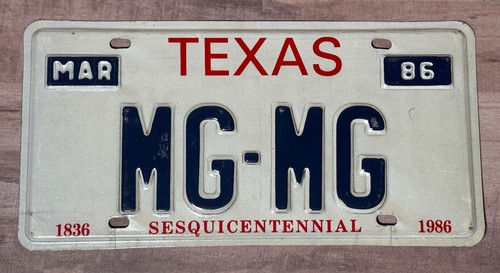 1986 texas license plate mg - plate,