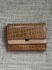 GIGI soft brown mock croc  leather large bifold purse with concertina pockets
