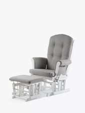 Kub Kielder Glider Nursing Chair and Footstool, Light Grey/White Frame