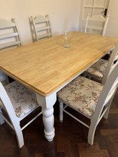 Lovely Shabby Chic Solid Wood Dining Table and 6 Chairs Set