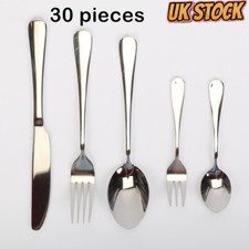 30 PCS Silver Stainless Steel Cutlery Set DINNER SET Forks Spoons