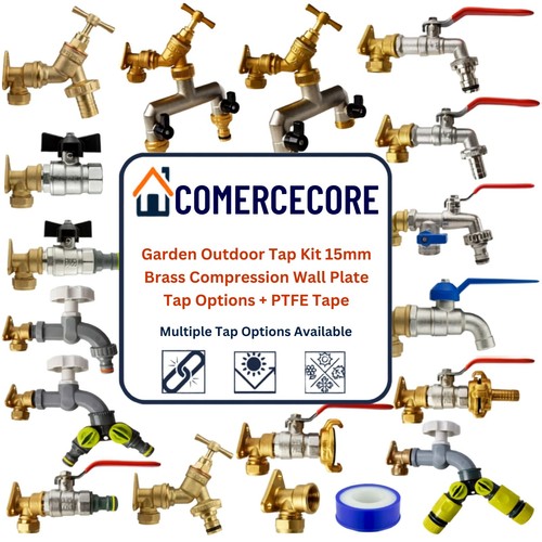Outside tap kit 15mm brass - tap,