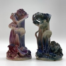 Pair Art Nouveau Floral Fungi