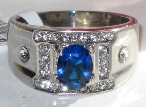 Mens sapphire ring - , cz