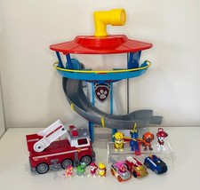 Paw Patrol HQ Look Out Tower Playset With Metal Vehicles & 4 Figures Bundle