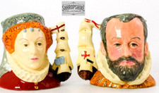 Royal Doulton Queen Elizabeth I & King Philip II Spain Ltd Ed Jugs D6821 D6822