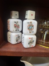 Pair Of 1950s Italian Milk Glass Unopened brandy Liquer Playing Card Bottles