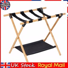 Bamboo Luggage Rack Foldable Suitcase Stand with Nylon Straps Suitcase Holder