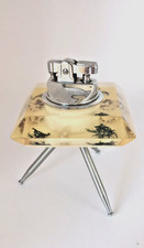 Vintage Lucite UFO Sputnik Cigarette Table Lighter Retro With Shells and Seaweed
