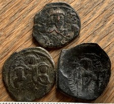 Three Genuine Ancient Byzantine Empire Bronze Coins, Unresearched , Great Detail