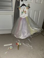 Gillian’s Closet Unicorn Tulle fancy dress Birthdy Girls wand, hairband costume 