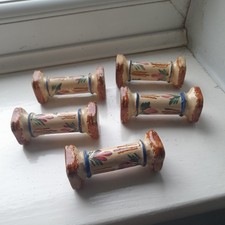 Knife rests ceramic colourful set 5 dinner table cutlery pottery dumb bell shape