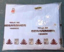 SEALED Vintage French FLEUR BLEUE WHITE METIS LINEN TOP SHEET 240 x 310cm Ladder