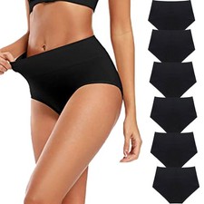 6 Pack Womens Ladies High Waisted Cotton Underwear Full Briefs Knickers Panties
