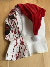 Claofoc Terrifier Mask Scary Killer Art The Clown Costume With Christmas Hat