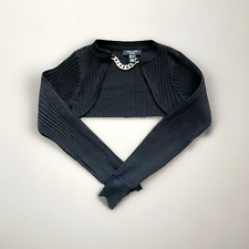 Ladies/ Teens New Look Black Crop Bolero Jumper Silver Chain Detail Size 4 BNWOT