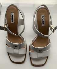 DUNE LONDON ‘JESSIA’ WHITE LEATHER 3” HEEL SANDALS SIZE 3 (36)