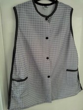 Ladies Vintage Pinny Overall by BHS light blue wide check & stitched edging VGC