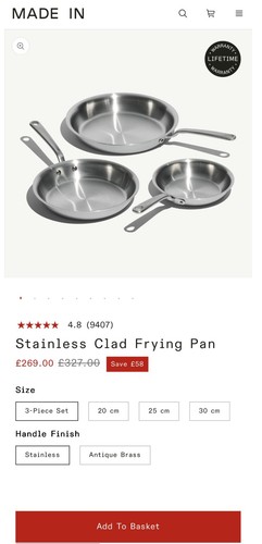 Made cookware piece - in,