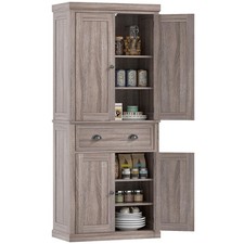 Tall Kitchen Cupboard Large Storage Cabinet Pantry Freestanding Larder Unit