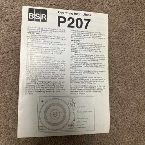 Vintage bsr p207 - bsr, record