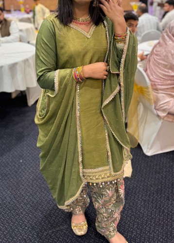 Green mehndi dress - with, floral