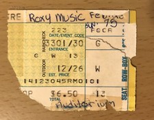 1975 ROXY MUSIC COUNTRY LIFE TOUR CHICAGO 2/23 CONCERT TICKET STUB BRYAN FERRY