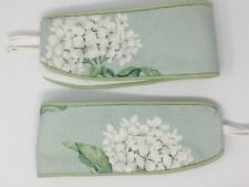 Laura Ashley Heligan Eau De Nil Handmade Pair Of Curtain Tie Backs Piped Green