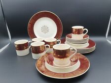 Vintage Burgundy Gold Midwinter Porcelain Burslem Coffee Cups Espresso Saucers