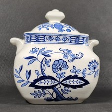 Vintage Enoch Wedgwood Tunstall Ltd ~ Lidded Pot ~ BLUE ONION Pattern