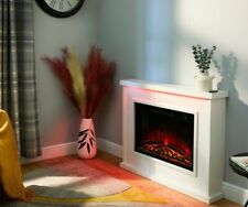 Electric Fireplace with Surround, LED Flame & Mood Light – Endeavour Harwood