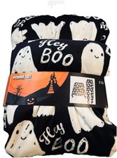 Tu Size Medium Spooky Ghost Pyjamas Lounge Set Bnwt Velour Soft Snuggle Black