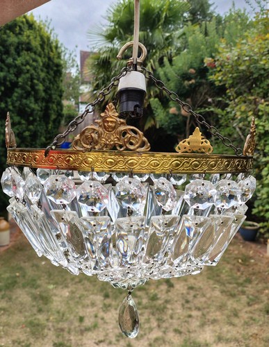 Vintage crystal glass pendant - vintage,