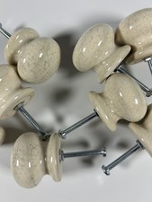 Antique  White Porcelain Drawer Pull Vintage  Porcelain Door Knob X8 Original 