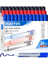 Whiteboard Pens Markers Bullet Tip, 36 Count Dry Erase Marker Pens Erasable