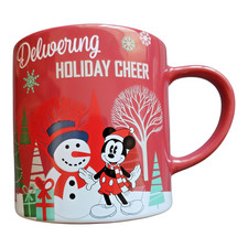 Christmas Disney Large Coffee Mug With Biscuit Holder Mickey Ceramic - VGC