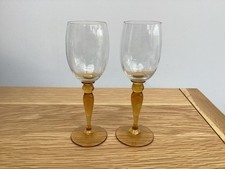 Pair of Vintage Amber Glass