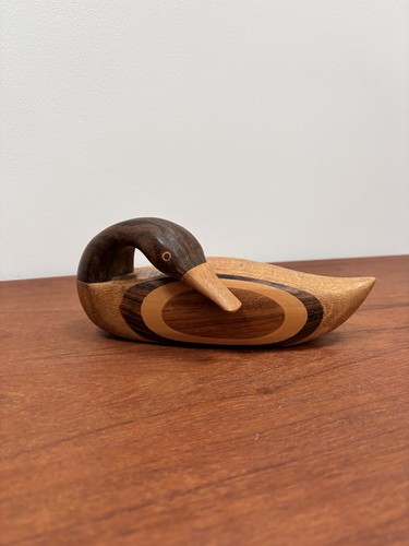 Vintage carved wood duck bird - vintage,