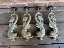 Antique Set Of 4 Italian Brass Koi Fish Table Legs Coffee Vintage Furniture