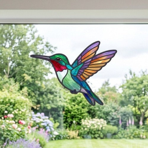 Rainbow hummingbird stained - hummingbird,