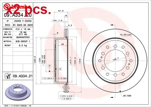 Pcs rear brake disc - x2,