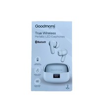 Goodmans True Wireless Led Metallic Earphones White 21 hours with Carry Case