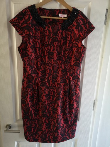 Ladies red black dress - black,
