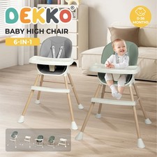 Dekko 6-In-1 Baby High Chair Kids Feeding Eating Seat Removable Adjustable Tray