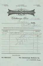 U.S. The Chattanooga Medicine Co. Tenn. 1905 Logo Returned Invoice Ref 43247