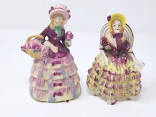 Pair of ANTIQUE/VINTAGE ORNAMENTS of LADIES in VICTORIAN CRINOLINE DRESS