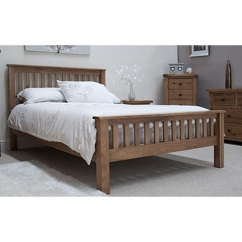 Solid oak double bed - oak, 4'6
